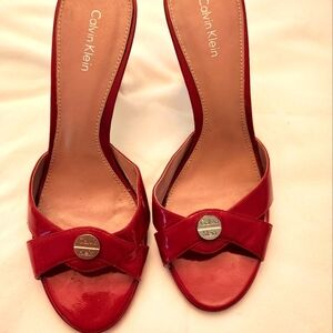 Calvin Klein Red Heels with Decorative Bow
